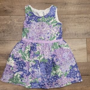Floral Girls Dress in Purple and Green